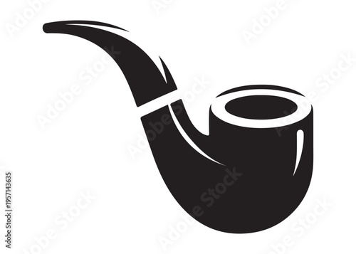 smoking pipe logo silhouette vector, tobacco smoking pipe logo silhouette illustration, cigarette smoking pipe logo vector, wooden smoking pipe logo silhouette design on white background