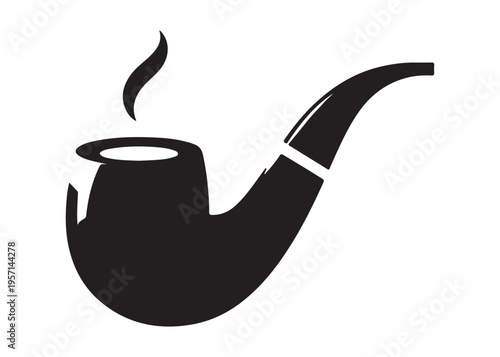 smoking pipe logo silhouette vector, tobacco smoking pipe logo silhouette illustration, cigarette smoking pipe logo vector, wooden smoking pipe logo silhouette design on white background