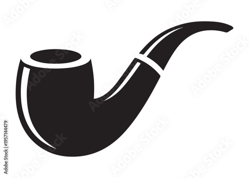 smoking pipe logo silhouette vector, tobacco smoking pipe logo silhouette illustration, cigarette smoking pipe logo vector, wooden smoking pipe logo silhouette design on white background