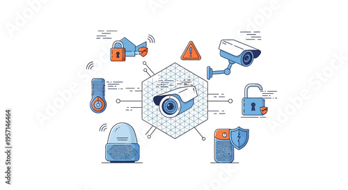 The cyber security system protects the network with various locks and alarms.