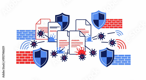 Cyber security experts protect network from malware and hackers in a digital environment.