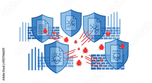 Cyber security experts implement robust protection shields against malicious cyber attacks on computer networks.