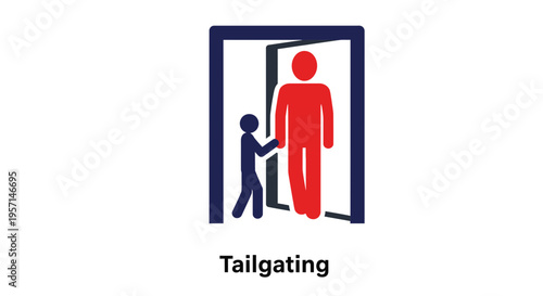 A person experiences tailgating while entering a secure cyber environment with enhanced security measures.