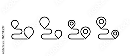 Distance Icon Vector Set. Outline Roadmap Symbol