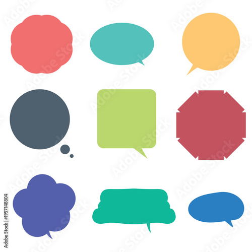 Modern Speech Bubbles Set Flat Vector Collection.