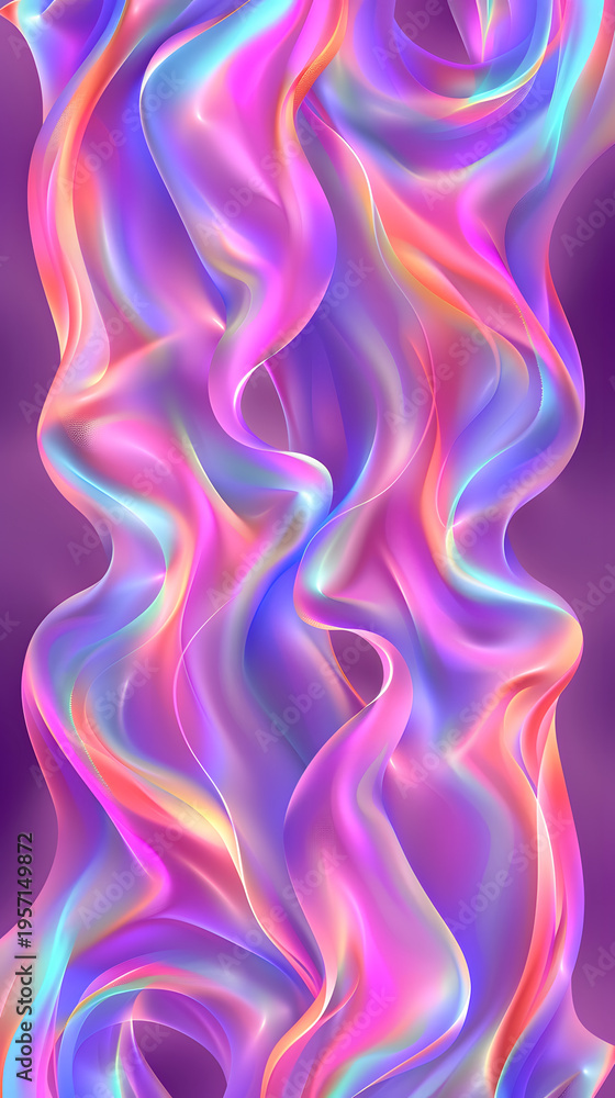 Fototapeta premium Iridescent abstract flowing waves with vibrant colors