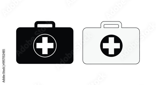 Two first aid kits one black one white with medical cross symbols
