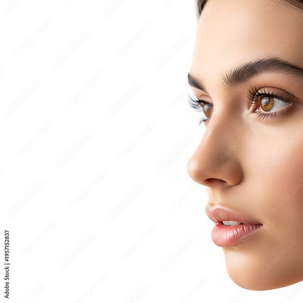 Naklejka premium close-up portrait of woman's face profile with brown eyes
