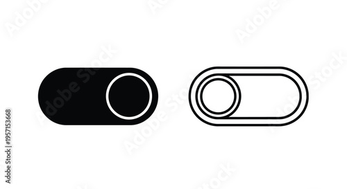Two toggle switch icons one on one off in black and white