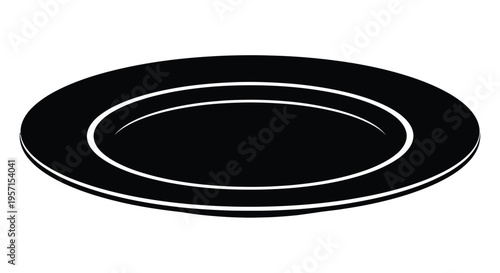 A simple black plate with a white rim viewed from a slight angle