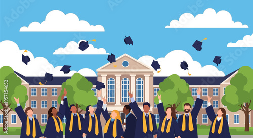 Diverse group of graduates celebrating their academic achievement.