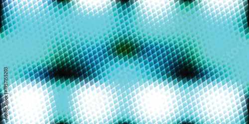 Vibrant green and blue pixelated background with white highlights and dark shadows in a geometric pattern