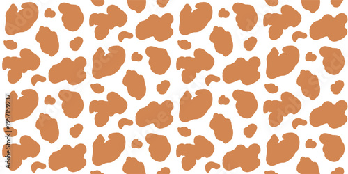 Animal abstract spot in warm brown and white seamless boho pattern. Organic stain and blob as earthy vector for interior surface. Cute dalmatian motif in desert sand and giraffe skin texture.