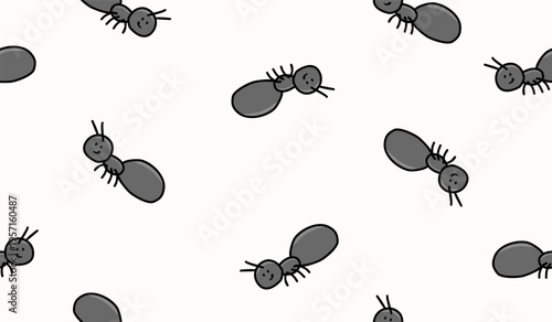 Cute ants pattern background vector design