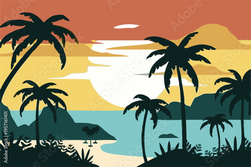 palm trees on the beach vector