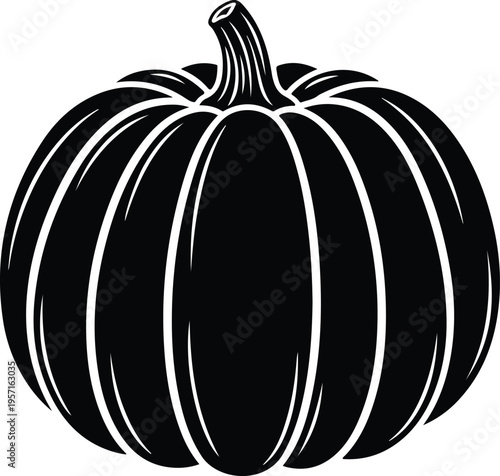 Silhouette black and white pumpkin icon for autumn fall season vector illustration