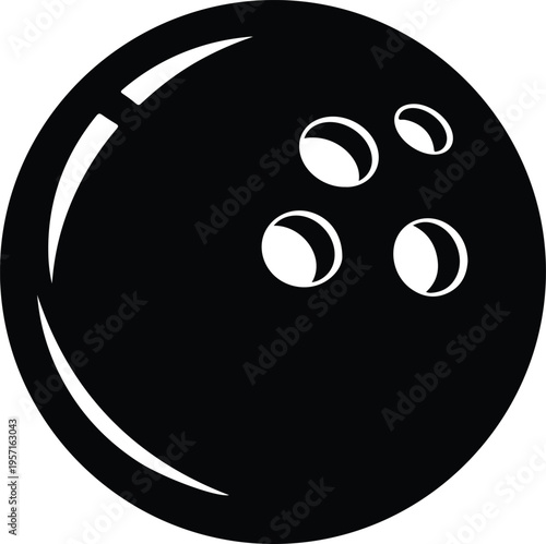 Silhouette black bowling ball icon for sports competition vector illustration