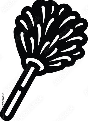 Silhouette cleaning feather duster tool icon for housekeeping service vector illustration