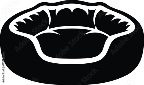 Silhouette cozy round pet cushion for domestic animals vector illustration