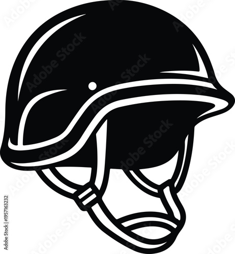 Silhouette military tactical combat helmet icon for security and defense vector illustration