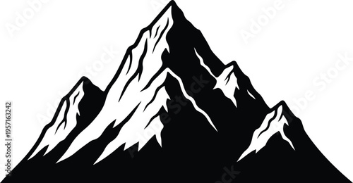 Silhouette mountain range peaks for outdoor adventure tourism vector illustration