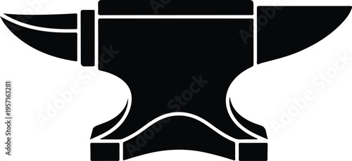Silhouette of a blacksmith heavy steel anvil tool icon vector illustration