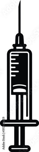 Silhouette of a medical syringe used for vaccines and injections vector illustration