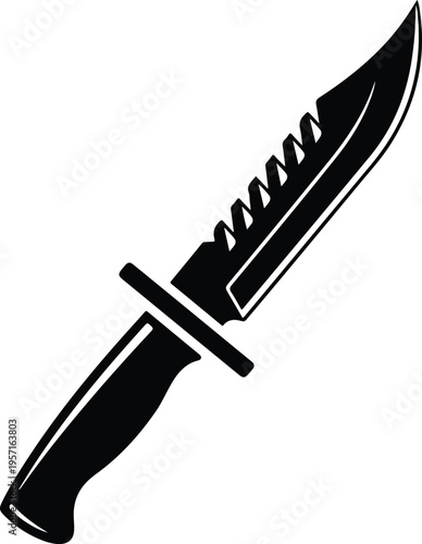 Silhouette of a sharp tactical survival combat knife tool vector illustration