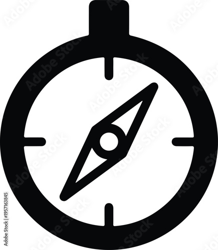 Silhouette of a simple minimalist travel compass for navigation vector illustration