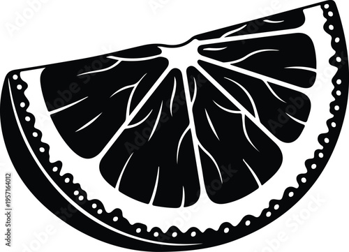 Silhouette of fresh citrus orange fruit slice wedge vector illustration