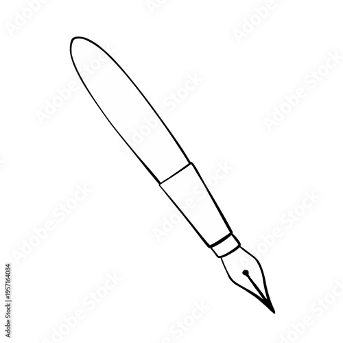 Line art fountain pen isolated