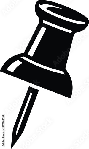 Silhouette office pushpin thumbtack icon tool symbol for school memo vector illustration