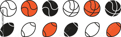 Basketball icon set. Simple sports basketball logo style icon design. Sport equipment symbol