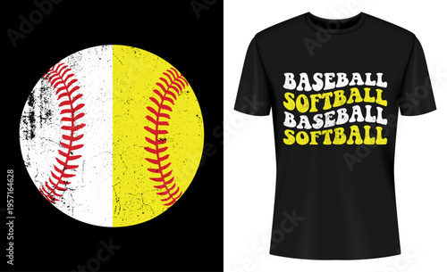 Baseball Softball Distressed Game Day T-Shirt Design Vector