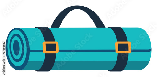 Rolled yoga mat with straps and handle, an essential fitness equipment for daily exercise, pilates, and workout