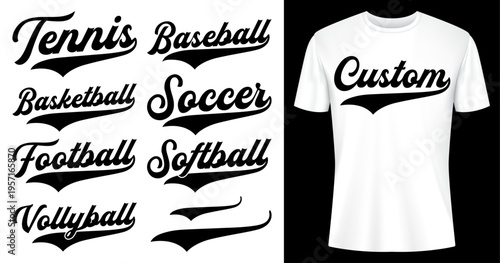 Customizable Baseball Team Name Swoosh T-Shirt Design Vector