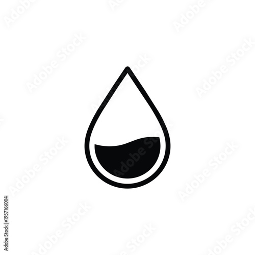 Blood drop icon for healthcare and medical services, blood drop medical test symbol in black and white vector