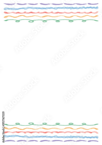 ふんわり可愛い賞状シリーズ パステルカラーの賞状用フレーム素材（文字なし・がんばったで賞・枠のみ）