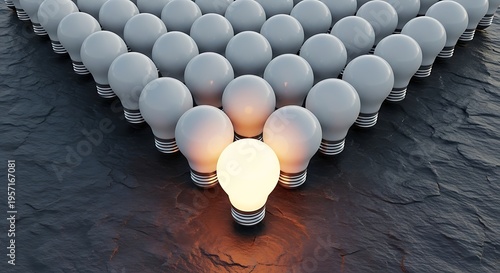 Innovation and creativity concept with a glowing lightbulb