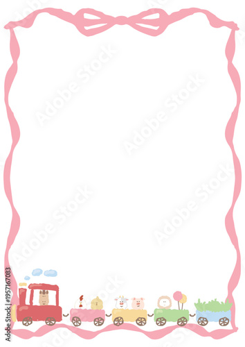 ふんわり可愛い賞状シリーズ パステルカラーの賞状用フレーム素材（文字なし・がんばったで賞・枠のみ）