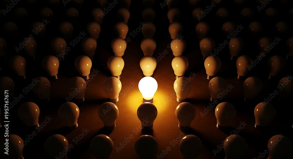 Obraz premium Brilliant idea shining brightly in the darkness