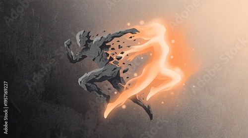 Abstract Flat Art Representing a Paradigm Shift and Metamorphosis