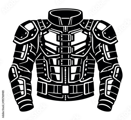 Body armor creating a protective shell, an icon representing safety equipment crucial for high-impact activities