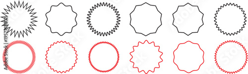 Red starburst best seller icon, Red burst collection icons. professional vector illustration of a vibrant sale.Discount price tag for retail marketing. digital best seller and special offer symbols,
