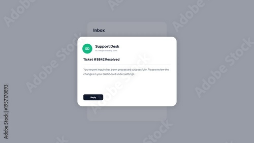 Customer Support Ticket Resolved Email Notification with Pop Up Message and Dashboard Link