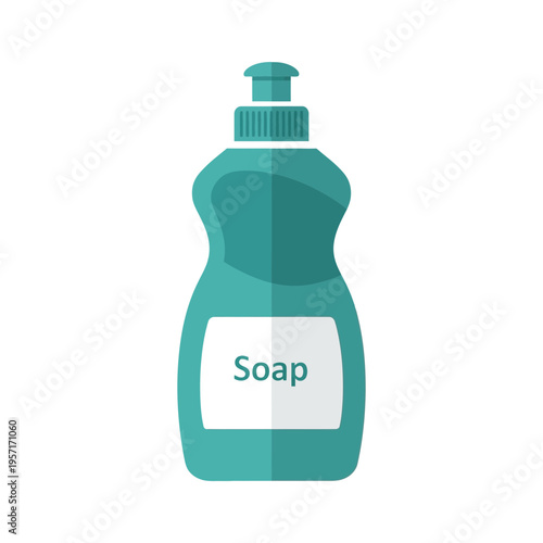 Simplified illustration of a soap bottle with a pump dispenser.