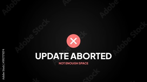 Update aborted error message with loading bar due to low storage space