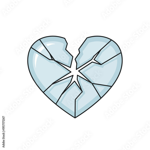 Cracked ice heart symbol with a broken appearance.