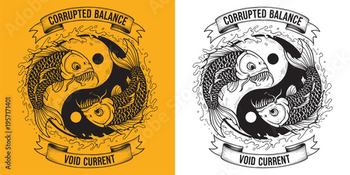 Corrupted Balance Void Current Yin Yang Fish Engraving
