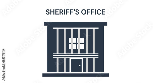 Iconic illustration of a sheriff's office building with bars and a door.
